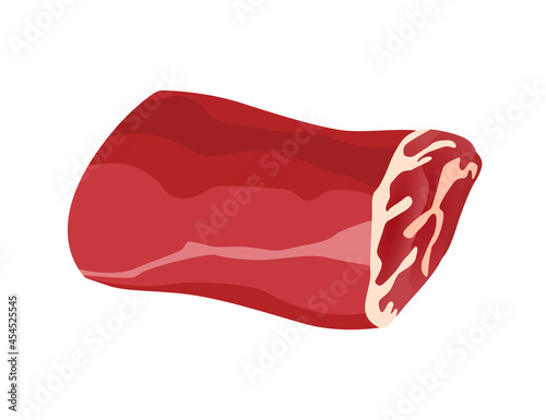 Meat product or raw meat. Illustration for concept product of farmers market or shop. Meat roll. Cartoon product icon