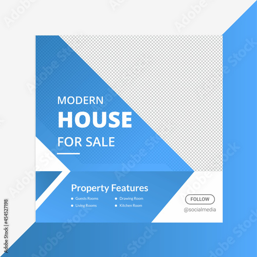 Real estate agency square social media post and banner template. Home Interior post template.