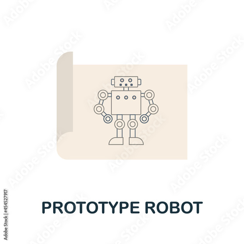 Prototype Robot flat icon. Colored sign from robotics engineering collection. Creative Prototype Robot icon illustration for web design, infographics and more