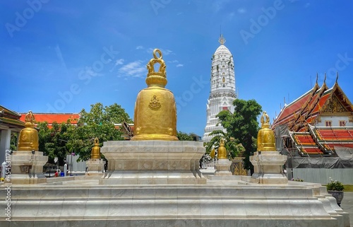 Beautiful pagoda in famous temple, Wat Rakhang Khositaram Woramahawiharn near Chao Phraya River, Bangkok, Thailand Thailand