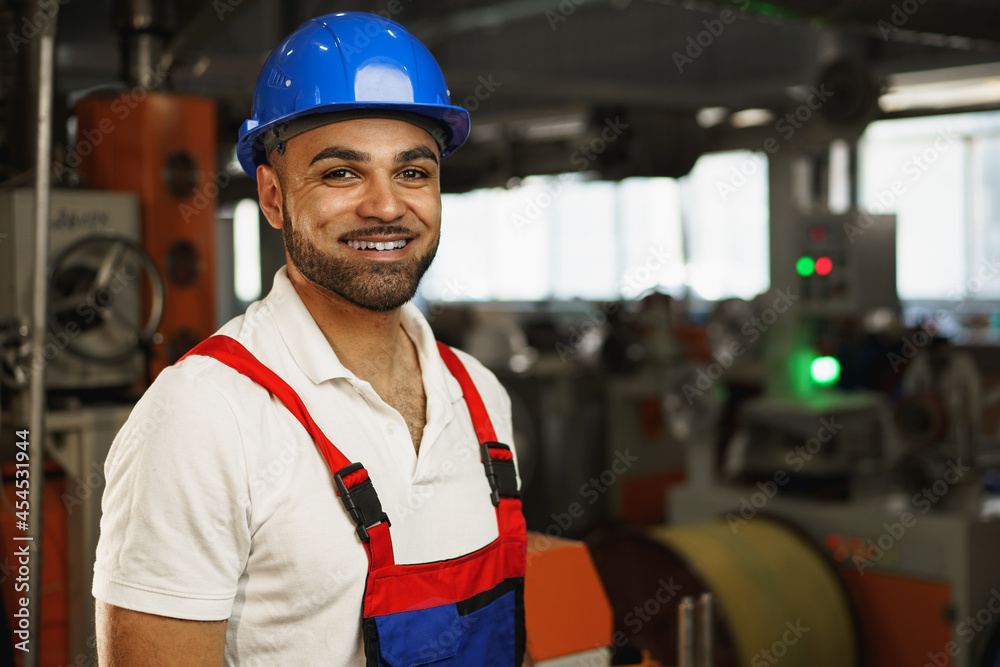 Portrait of a smiling handsome african american factory worker Portrait of a smiling handsome african american factory worker