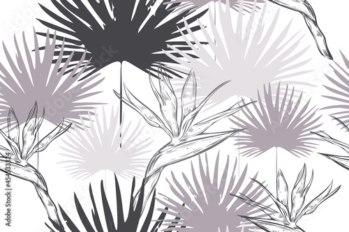 Tropical leaves. Exotic pattern. Creative seamless background. Fashion template for design, clothing, textiles