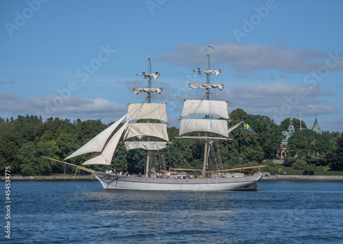 Old ship Tre Kronor Af Stockholm at the Stockholm water front at Saltsjön photo