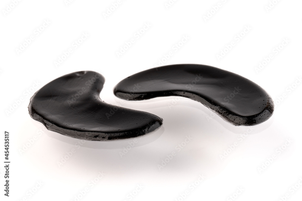 Black Gel eye patches, collagen masks for skin under eyes, isolated on white background Black Gel eye patches, collagen masks for skin under eyes, isolated on white background