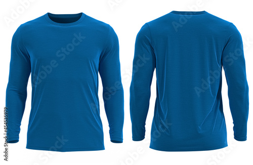  3D Rendered Men's Long-sleeve Round neck Muscle T-shirt (BLUE)