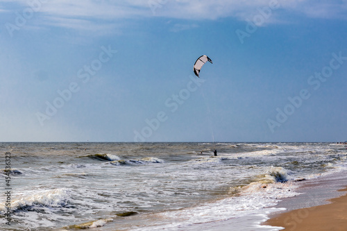 Seascape storm sea blue sky kitesurfing