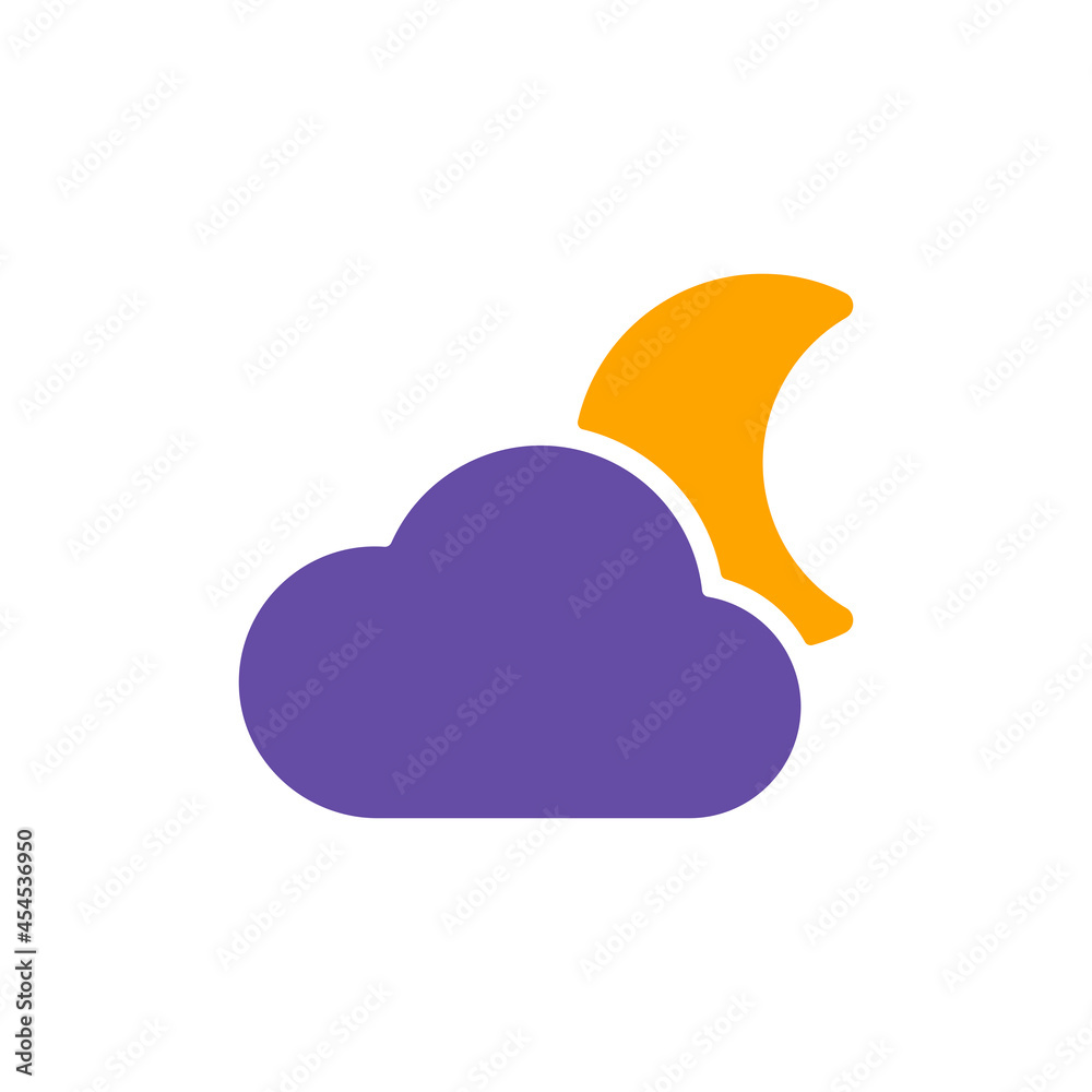 Moon and clouds vector glyph icon. Weather sign Moon and clouds vector glyph icon. Weather sign