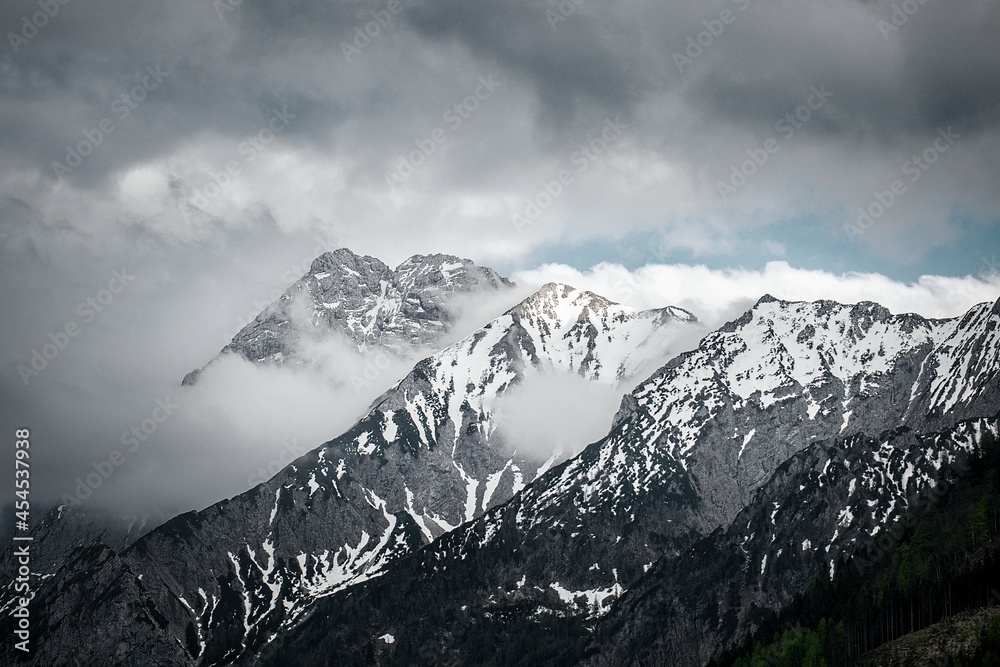 Clouds move through the mountains Clouds move through the mountains