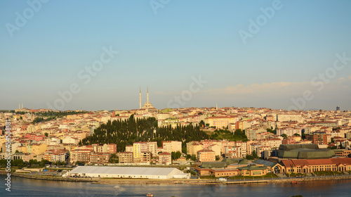 view of the Istanbul under clear blue sky in sunny afternoon