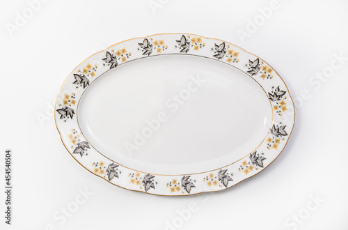 Luxury Vintage Porcelain tableware - Serving Plate on white background, top view