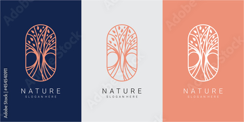 Web nature logo design concept. tree nature logo design inspiration