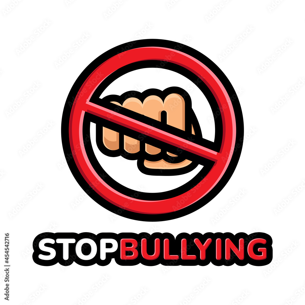 Obraz premium forbidden vector design with fist sign with stop bullying text