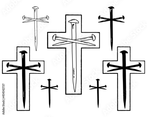 Vintage Cross of Three Nail Elements