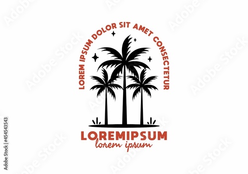 Three coconut tree line art with lorem ipsum text