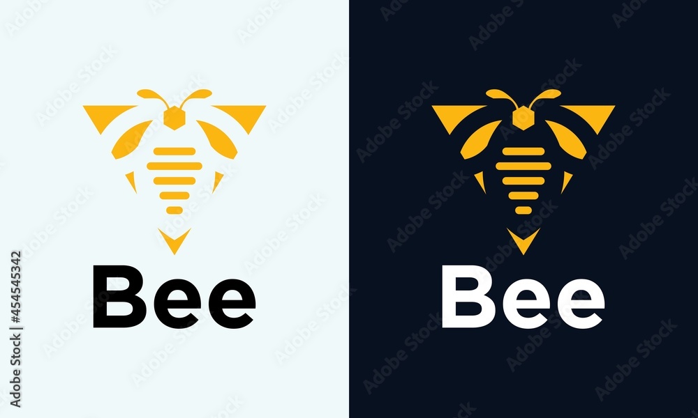 Bee Logo Design With Luxury Gold Colour. Bee Logo Template. Modern