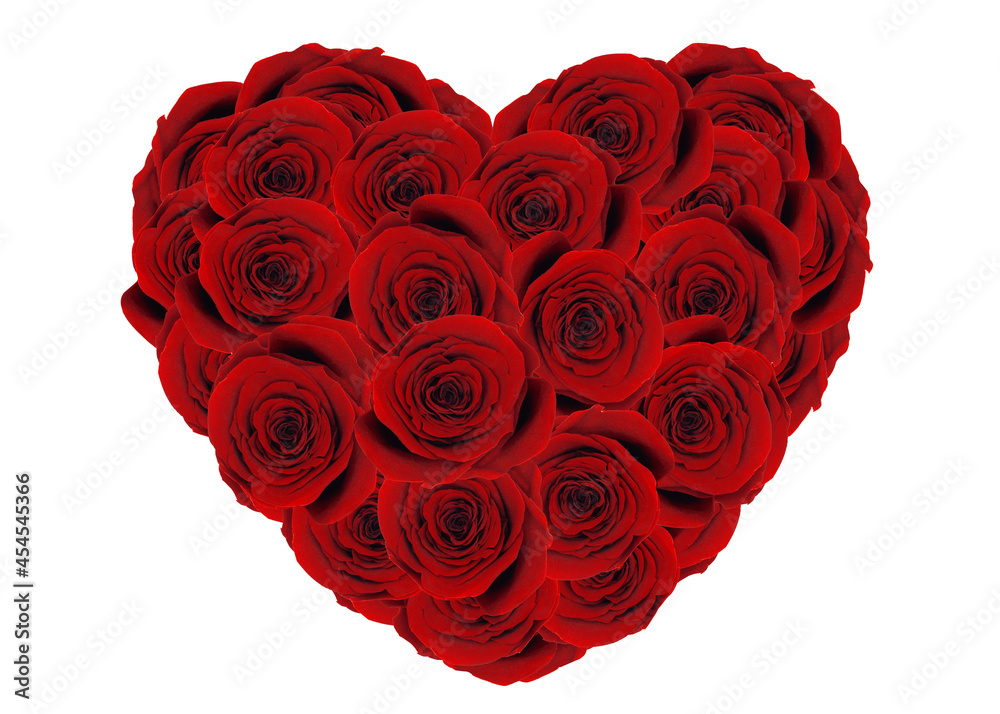 Bukiet z róż w kształcie serca - obrazy, fototapety, plakaty 