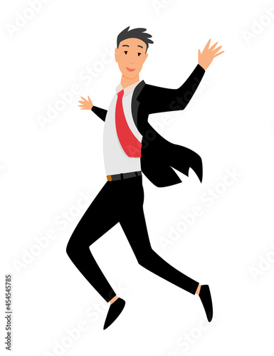 Jumping business people. Business man jumps on a white background. illustration of a flat design. Office worker jumping. Part of cartoon business team