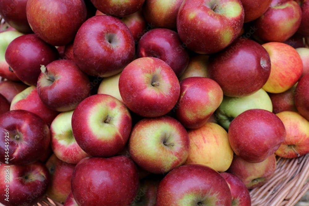 Red apples at the market. Apple is good fruit for health. Food and business concept. Red apples at the market. Apple is good fruit for health. Food and business concept.