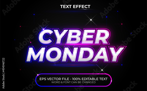 Cyber monday text effect style. Editable text effect neon light style sale theme. photo