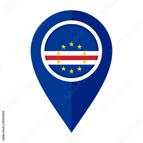 flat map marker icon with cape verde flag isolated on white background. vector illustration
