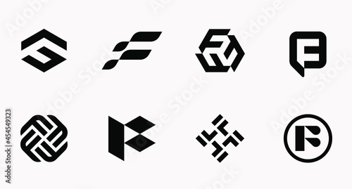 modern monogram letter F logo set