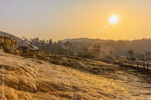 Sunset over Mammoth Hot Springs at Yellowstone National Park