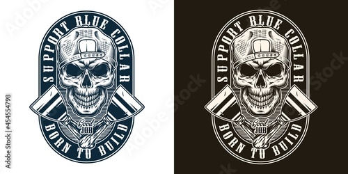 Construction worker vintage badge