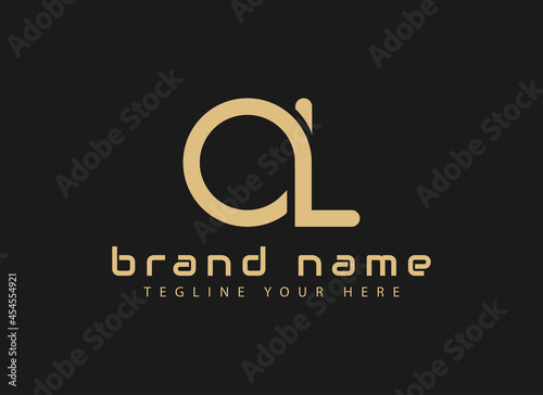 initial letter AL template logo design LUXURY GOLD COLOR