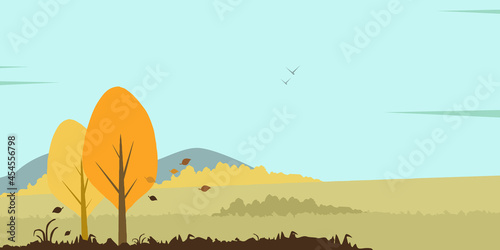 landscape with trees and mountains (Autumn)