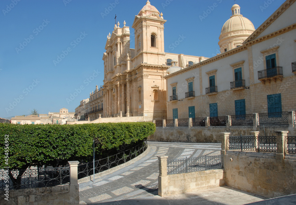 Noto is a wonderful baroque city in Sicily. Its central course is a treasure of Baroque architecture. Here the marvelous cathedral with the immense staircase. 
