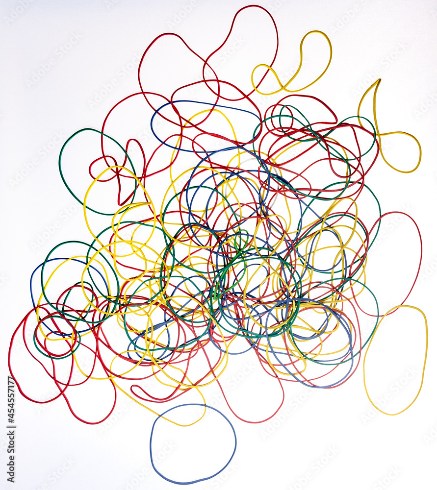 Colorful rubber bands close up on white background Colorful rubber bands close up on white background