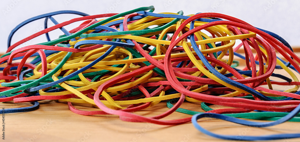 Colorful elastic bands close up Colorful elastic bands close up