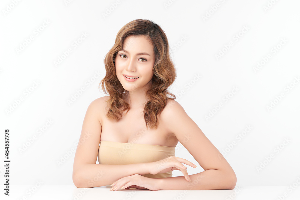 Beautiful young asian woman with clean fresh skin on white background, Face care, Facial treatment, Cosmetology, beauty and spa, Asian women portrait. Beautiful young asian woman with clean fresh skin on white background, Face care, Facial treatment, Cosmetology, beauty and spa, Asian women portrait.