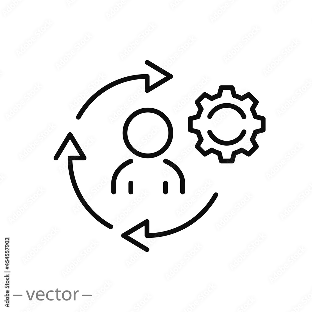 Vecteur Stock adaptability man for work icon, job adapt process, evolution  leadership concept, change and survive worker, thin line symbol on white  background - editable stroke vector illustration | Adobe Stock