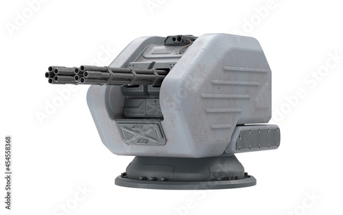 3D render automatic machine gun turret photo