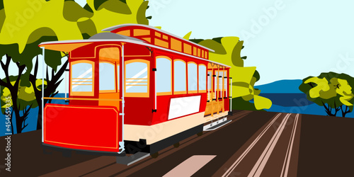 Vector illustration of San Francisco cable car photo