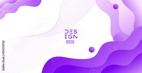 Abstract Purple color background with wavy line. Dynamic shapes composition. Vector illustration
