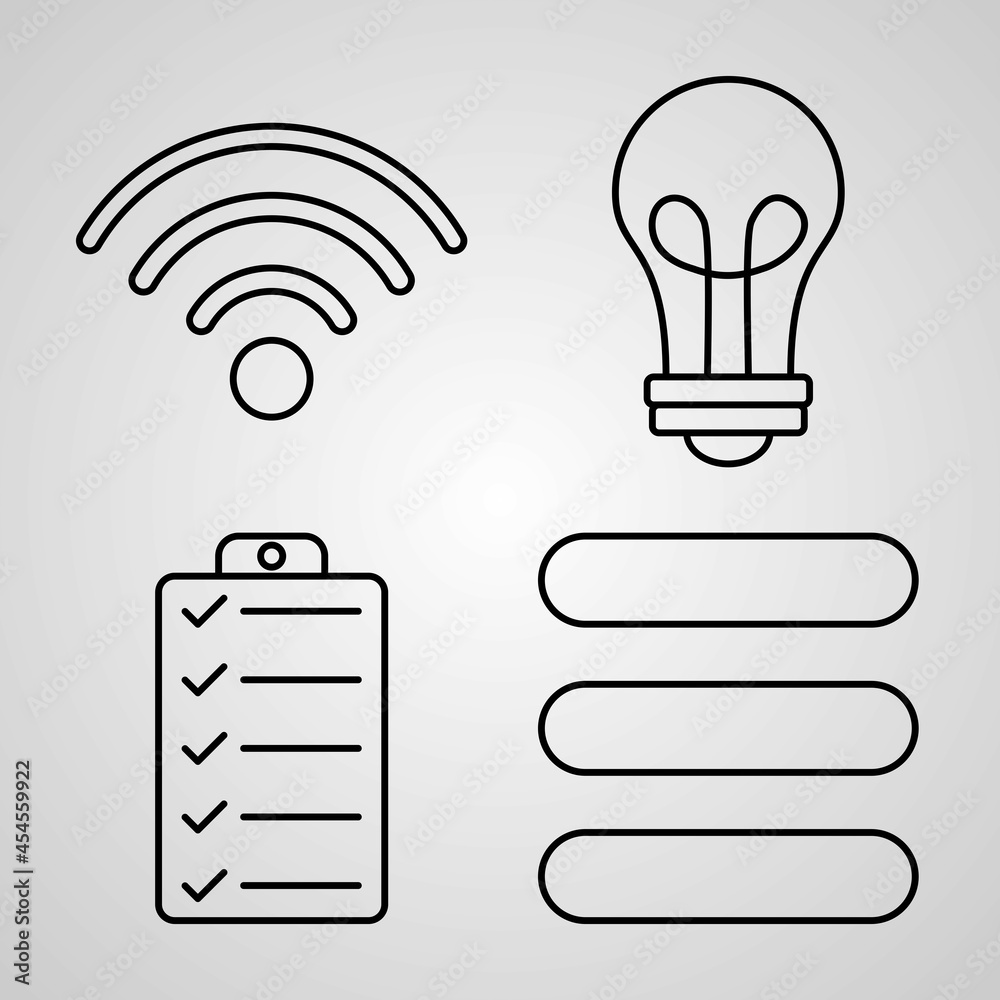Essential Line Icons Set Isolated On White Outline Symbols Essential Essential Line Icons Set Isolated On White Outline Symbols Essential