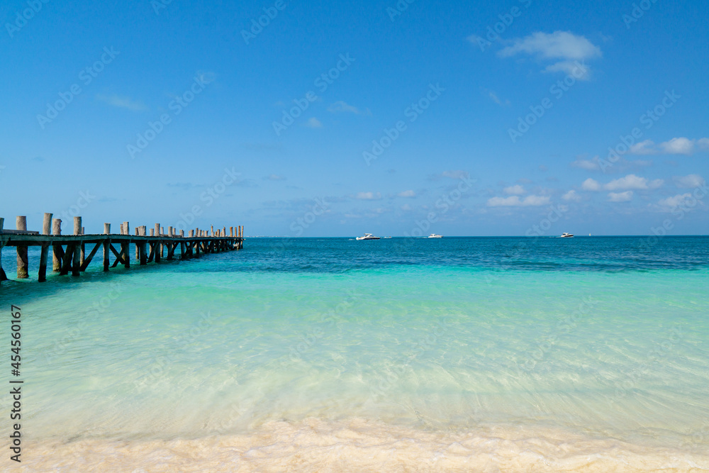Beach and pier in Cancun, Mexico