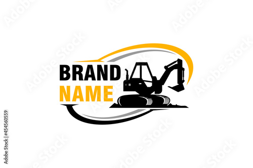 Excavator logo template vector. Heavy equipment logo vector for construction company. Creative excavator illustration for logo template.
