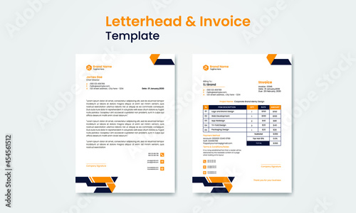 Corporate business branding identity stationary design letterhead and invoice template design