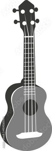 Black silhouette of a flat classical guitar. A vector image.