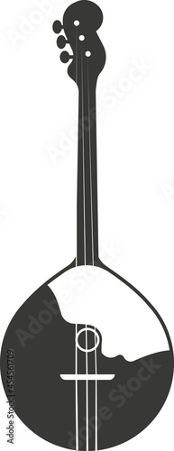 Black flat silhouette of a domra with strings.
