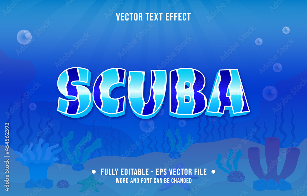 Editable text effect sea ocean fish pattern theme style for digital and print media template Editable text effect sea ocean fish pattern theme style for digital and print media template