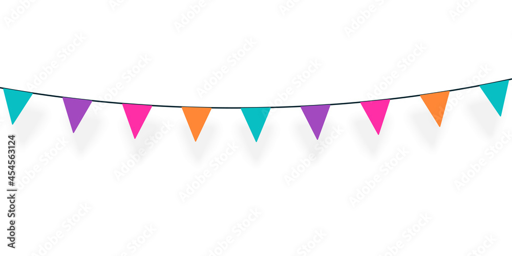 Party flags over white background illustration