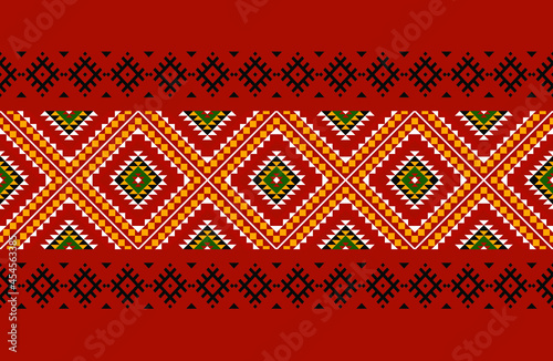 Geometric ethnic oriental seamless pattern traditional Design for background,carpet,wallpaper.clothing,wrapping,Batik fabric,Vector illustration.embroidery style - Sadu, sadou, sadow or sado