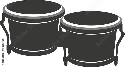Black silhouette of a flat double drum. A vector image.