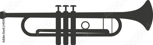 Black silhouette of a flat pipe with mouthpieces.