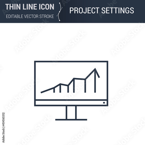 Symbol of Project Settings Thin Line Icon of 3D Printing and Modeling Set. Stroke Pictogram Graphic Suitable for Infographics. Editable Vector Stroke. Premium Mono Linear Plain Laconic Logo