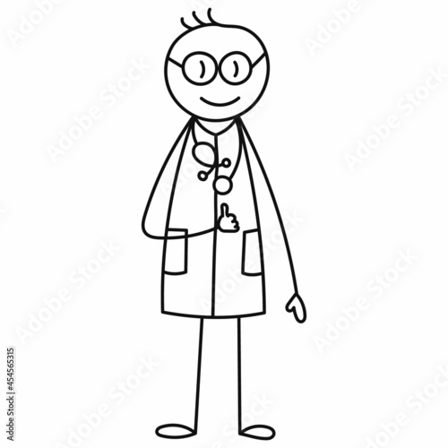  stick figure doctor in lab coat